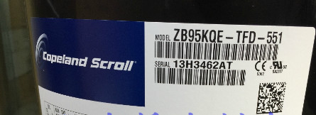 Refrigeration Copeland Compressor  Air conditioning  ZB95KQE-TFD-551