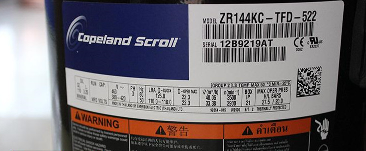 Air Conditioning Refrigeration Copeland Hermetic Scroll  Compressor ZR144KCE-TFD-523