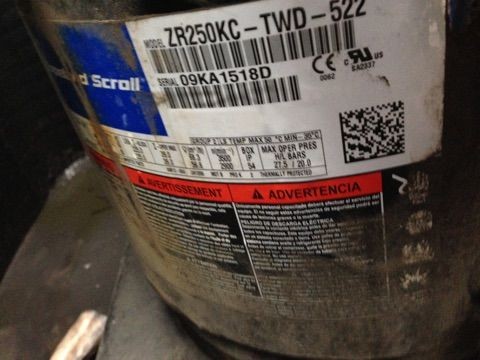 Cooling Copeland Hermetic Scroll  Compressor ZR250KC-TWD-522